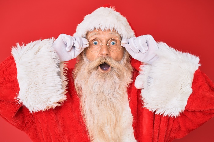 Santa Claus with blue eyes and beard