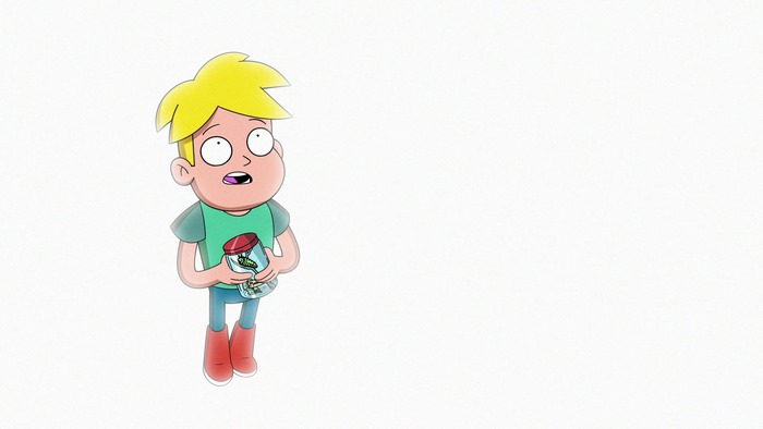Gary Goodspeed from Final Space holding a jar