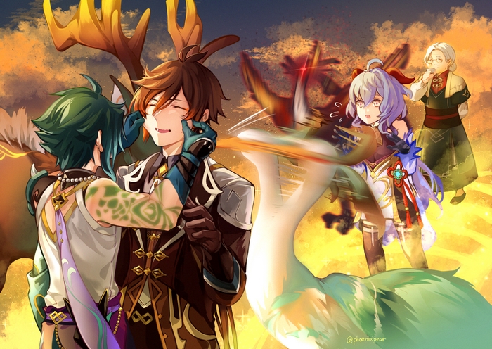 Xiao, Zhongli, and Ganyu from Genshin Impact