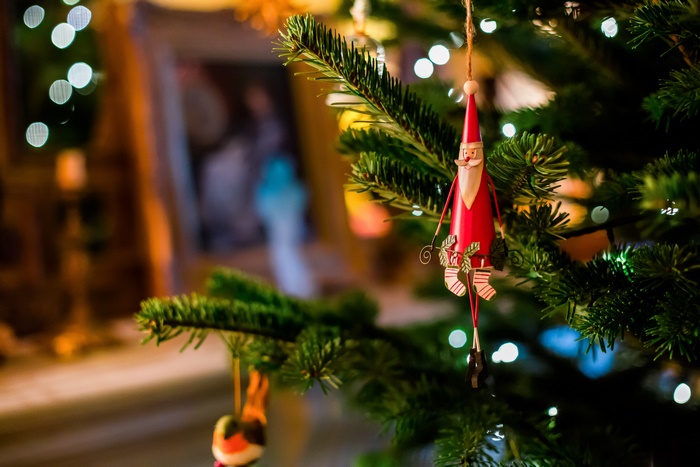 Christmas tree with Santa ornament
