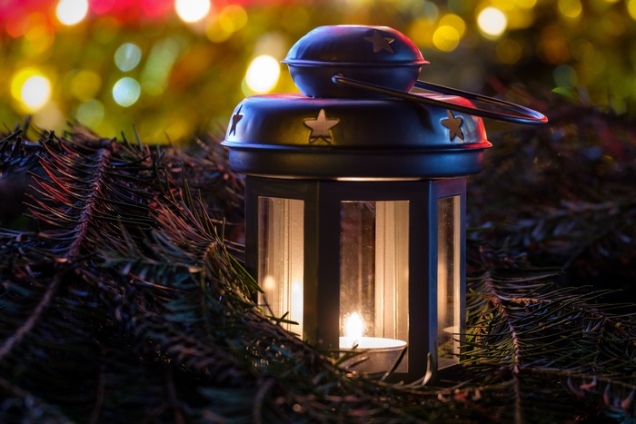Christmas Lantern with Candle Glow