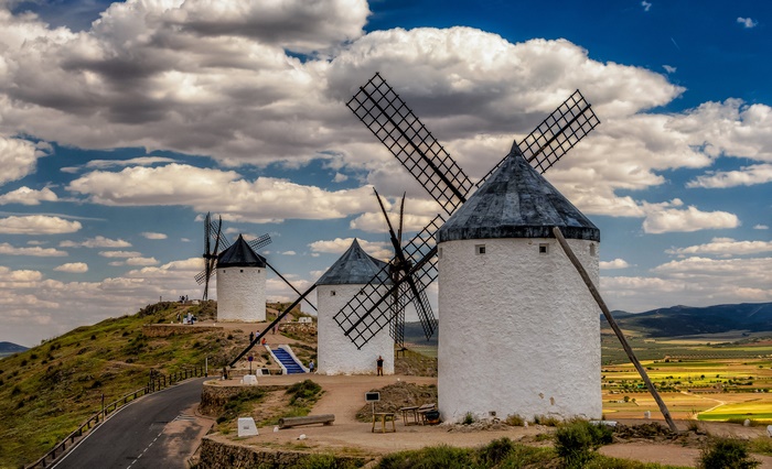 Windmills on a hill in Spain