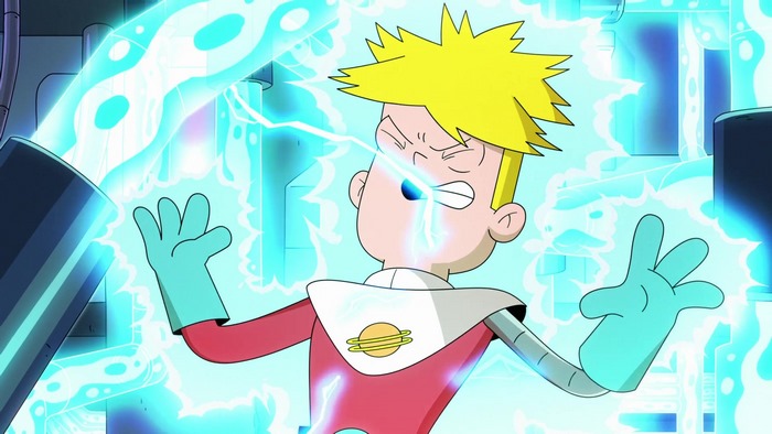 Gary Goodspeed from Final Space in a laboratory