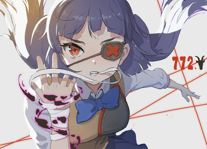Girl with eyepatch and bandages 4K