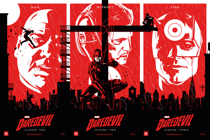 Daredevil Seasons One, Two, and Three Poster