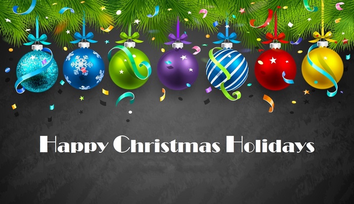 Christmas Ornaments with Happy Christmas Holidays Text