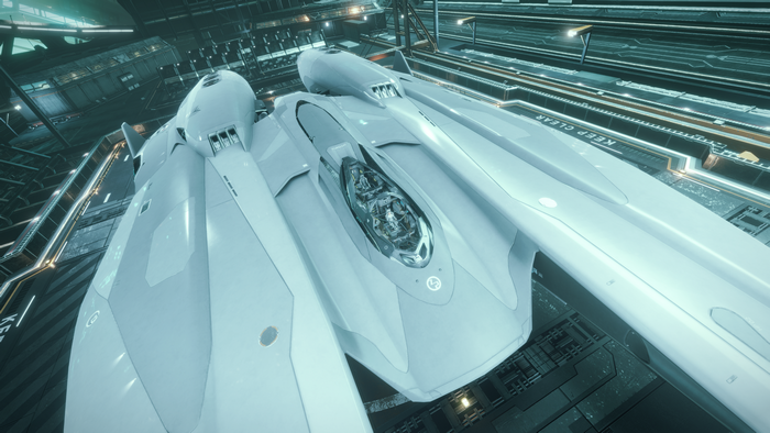White Mamba spaceship in a hangar