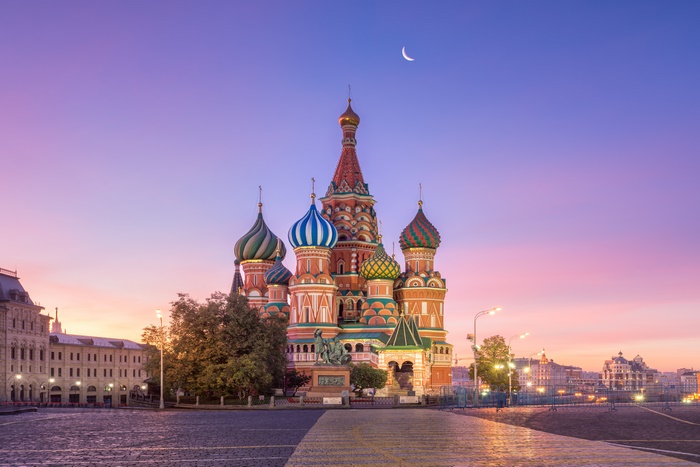 St. Basil's Cathedral in Moscow at Dusk
