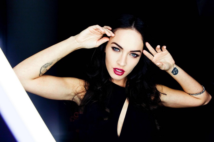 Megan Fox with tattoos and makeup