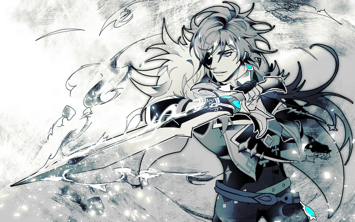 Kaeya from Genshin Impact with a sword