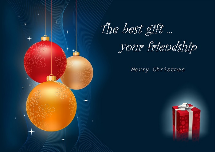 Christmas Ornaments and Gift with Merry Christmas Message