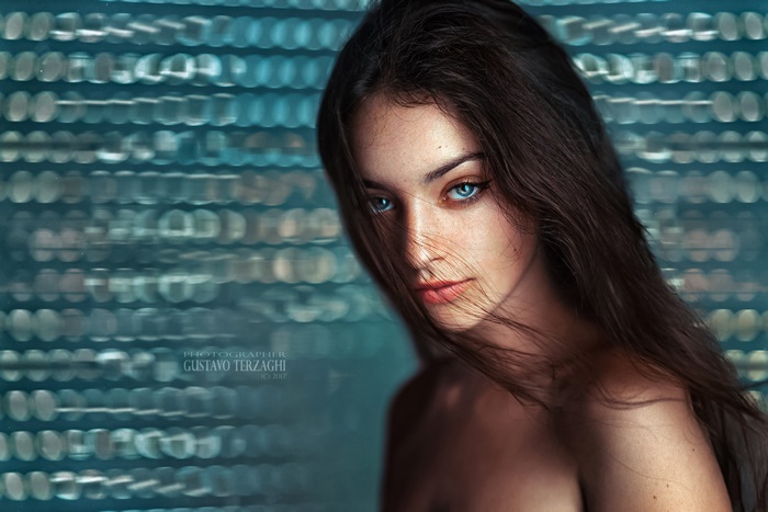 Portrait of a Brunette with Blue Eyes