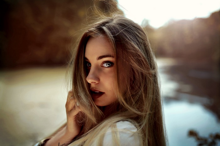 4K Portrait of Woman with Flowing Hair