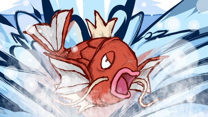 Magikarp from Pokémon splashing in water