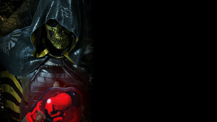 Death Stranding character holding a fetus