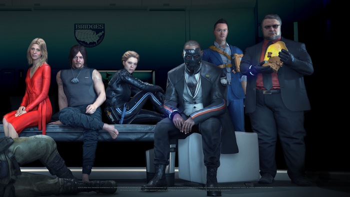 Death Stranding characters sitting and standing