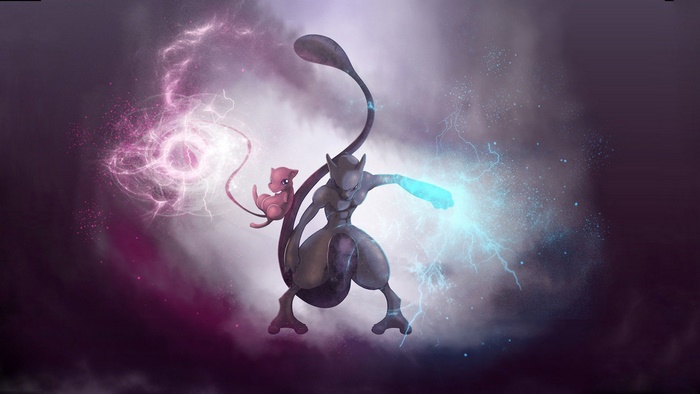 Mew and Mewtwo from Pokémon