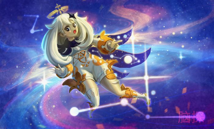 Paimon from Genshin Impact in space