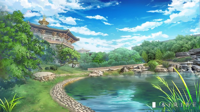 Traditional Asian Temple by a Lake