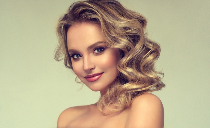 Blonde Model Portrait with Elegant Curls in