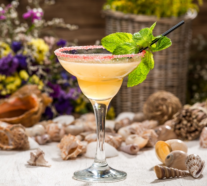 Cocktail with Mint and Sugar Rim