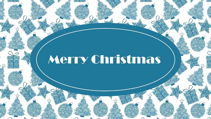 Merry Christmas greeting card with ornaments