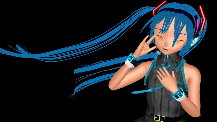 Hatsune Miku with Blue Hair and Headphones
