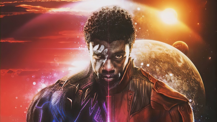 Chadwick Boseman as Black Panther in space