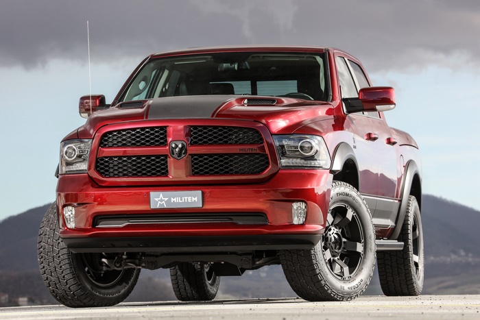 Red Militem Dodge 1500 Pickup Truck 4K