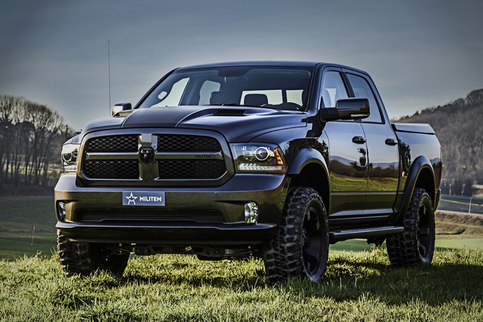 Black Milithem Dodge Ram 1500 Pickup Truck 4K