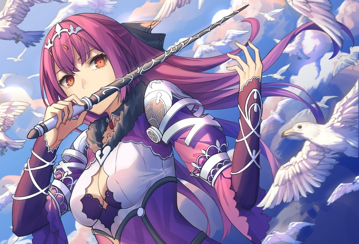Scathach from Fate/Grand Order with Wand and Birds
