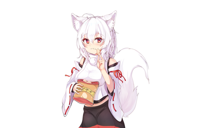 Momiji Inubashiri eating chips