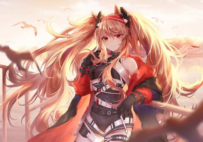 Angelina from Arknights by the water