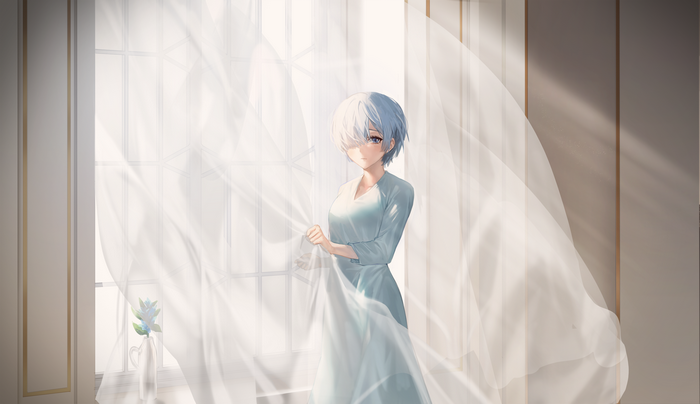 Rem from Re:ZERO by a window
