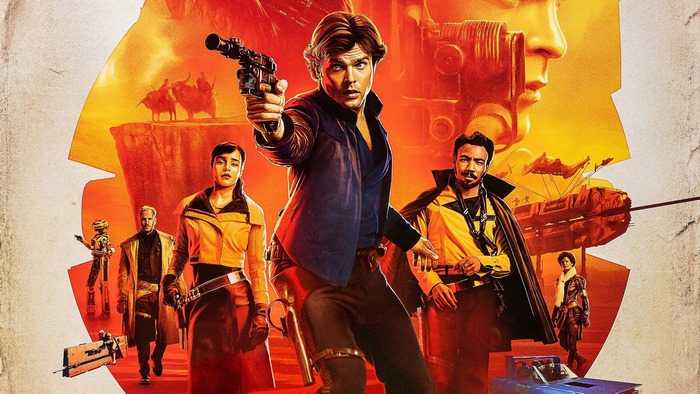 Han Solo from Star Wars with Lando Calrissian and Qi'ra