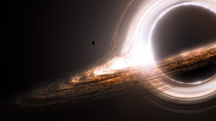 Gargantua black hole from Interstellar with a planet