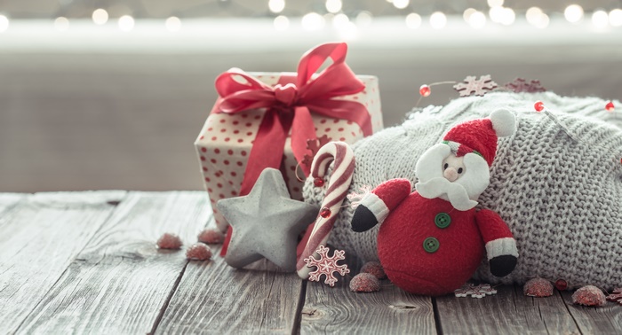 Christmas Gift with Santa Claus and Candy Cane