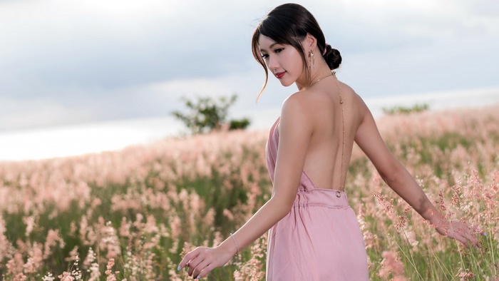 Elegant Woman in Pink Dress