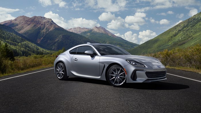 Silver Subaru BRZ 4K on a mountain road