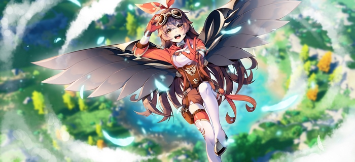 Amber from Genshin Impact with wings
