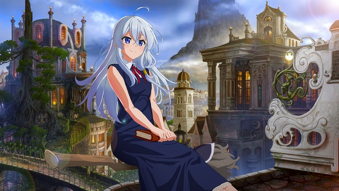 Elaina from The Journey of Elaina in a fantasy town