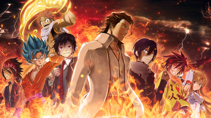 Natsu, Goku, Aizen, Yato, Ryō, Sora, Asuna Crossover