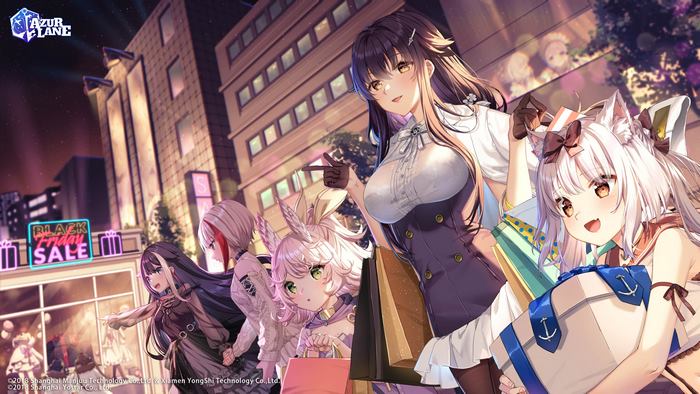 Azur Lane characters shopping on Black Friday