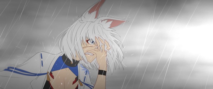 Kaga from Azur Lane in the rain
