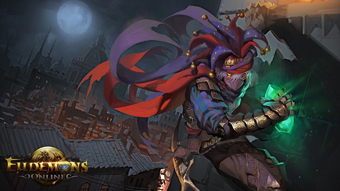 Jester character with green gems in Eudemons Online