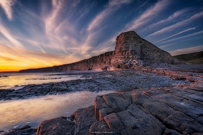 Southern Welsh Coastline at Sunset