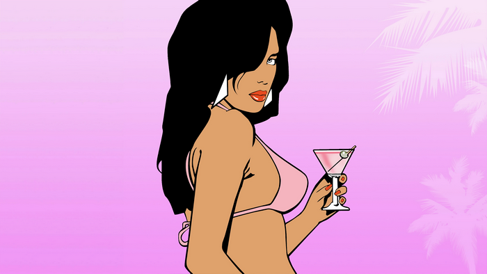 Woman in Bikini Holding Cocktail