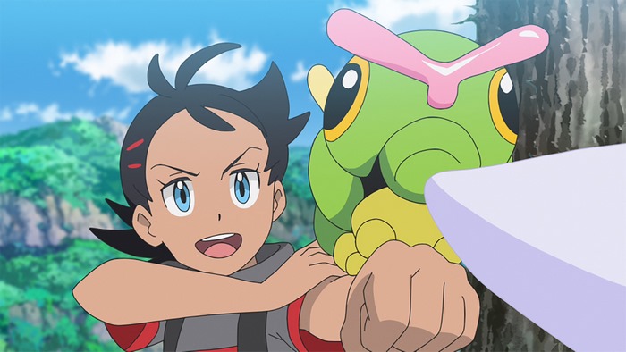 Goh and Caterpie from Pokémon