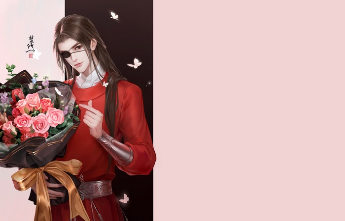 Xie Lian from Tian Guan Ci Fu holding flowers