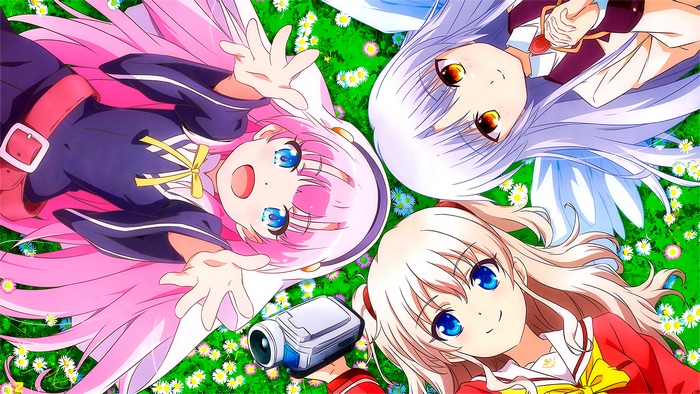 Nao Tomori, Kanade Tachibana, and Hina Satō from Charlotte